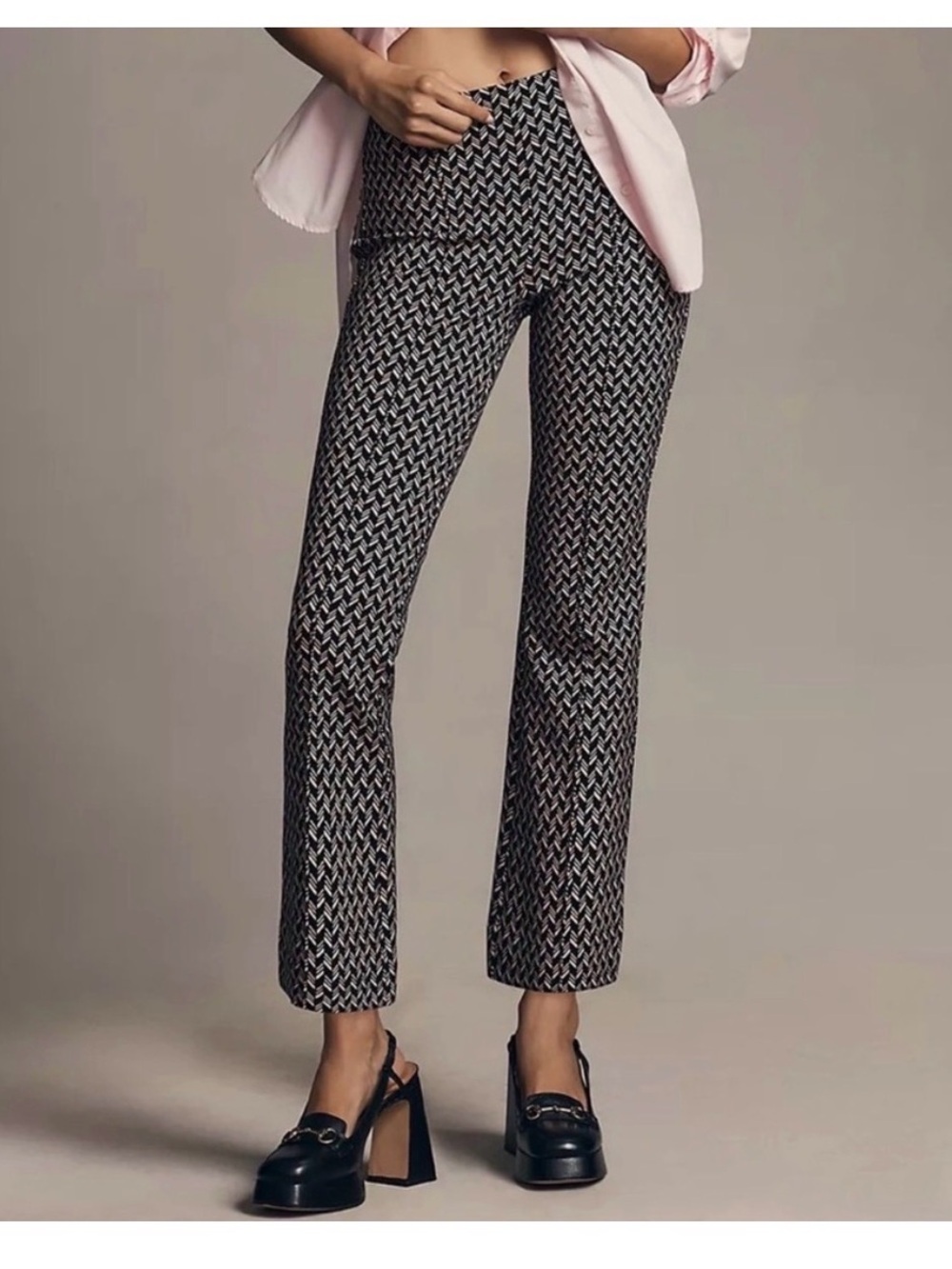 Maeve Anthropologie Margot Kick Flare Cropped Pants size LP